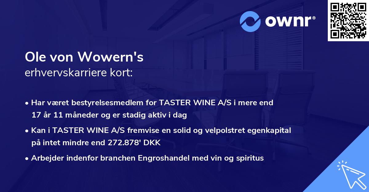 Ole von Wowern's erhvervskarriere kort