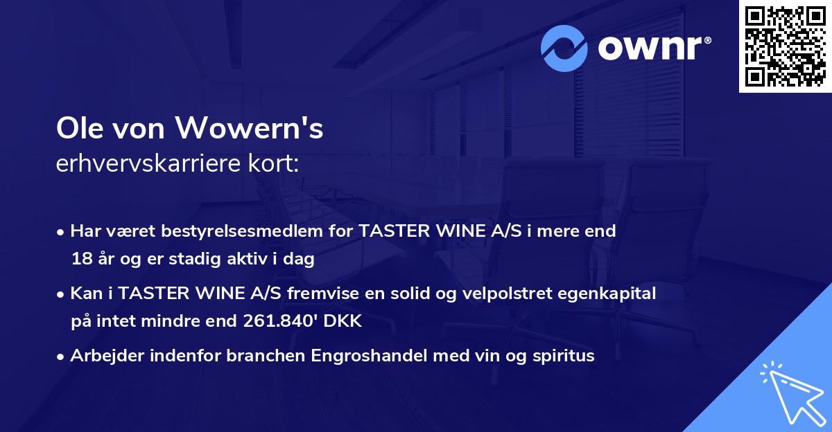 Ole von Wowern's erhvervskarriere kort