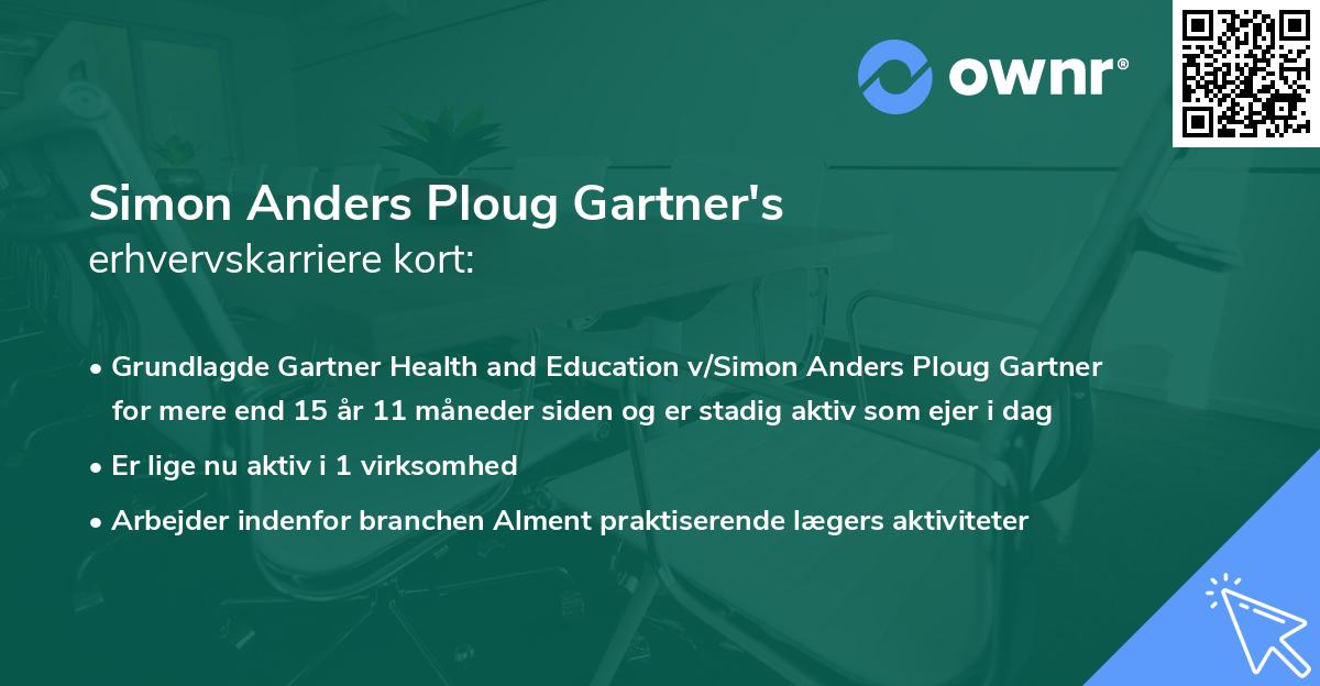 Simon Anders Ploug Gartner's erhvervskarriere kort
