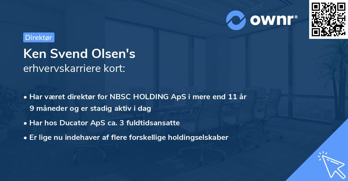 Ken Svend Olsen's erhvervskarriere kort