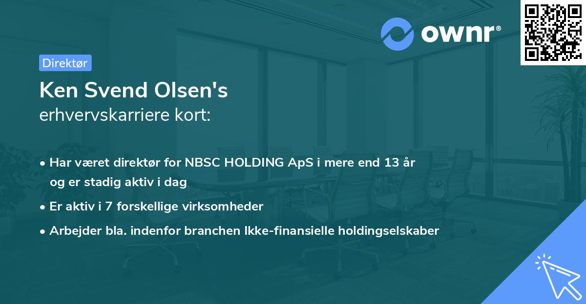 Ken Svend Olsen's erhvervskarriere kort