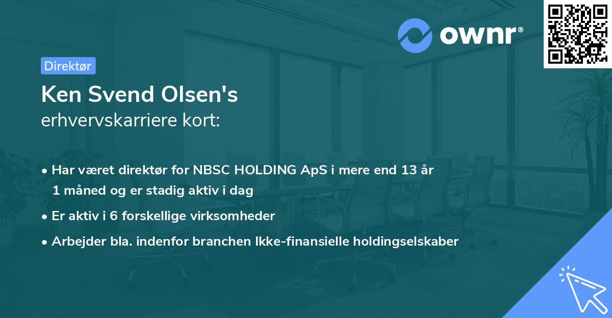Ken Svend Olsen's erhvervskarriere kort
