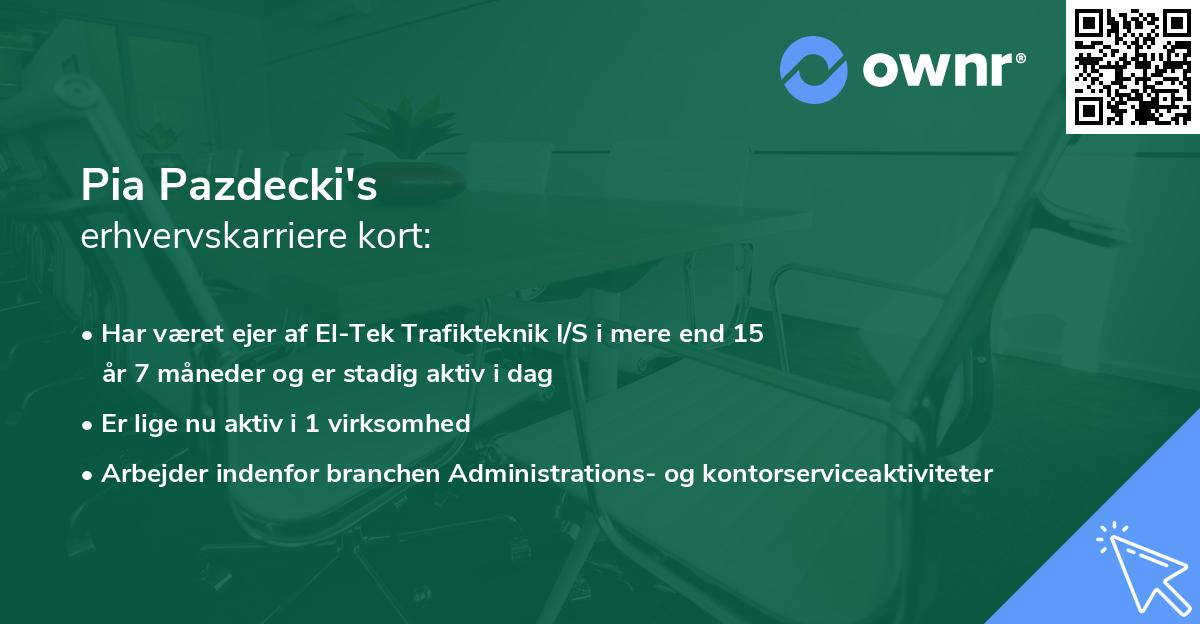 Pia Pazdecki's erhvervskarriere kort