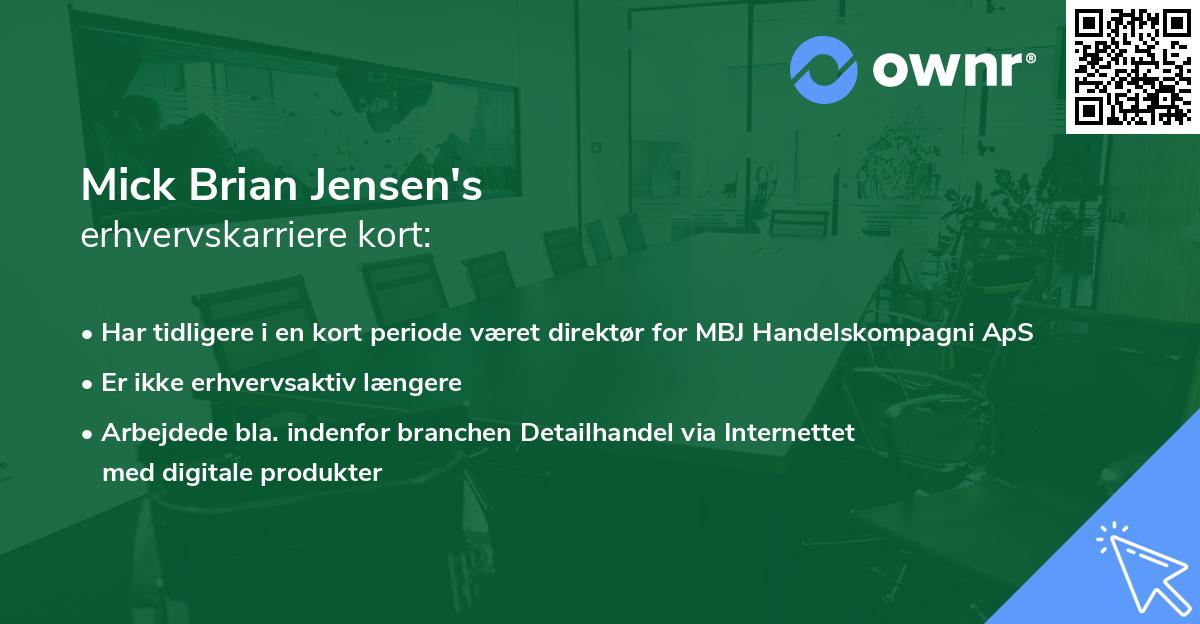 Mick Brian Jensen's erhvervskarriere kort
