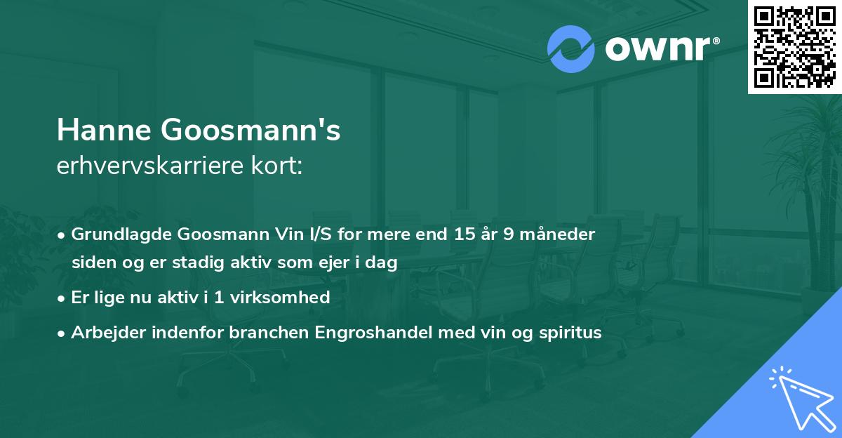 Hanne Goosmann's erhvervskarriere kort