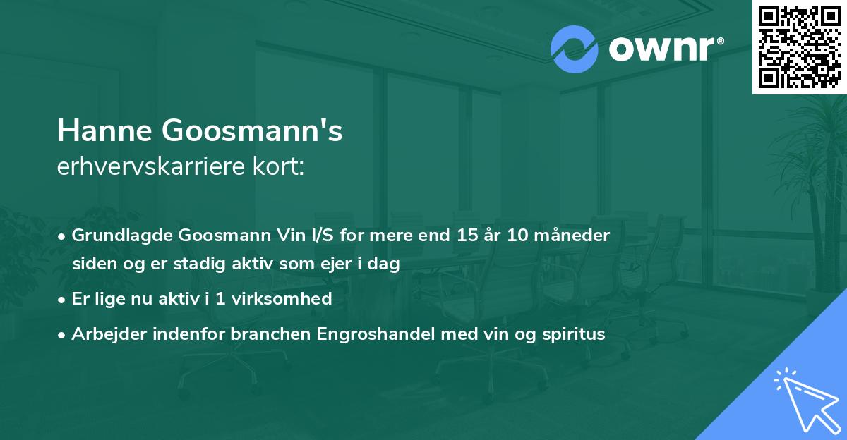 Hanne Goosmann's erhvervskarriere kort