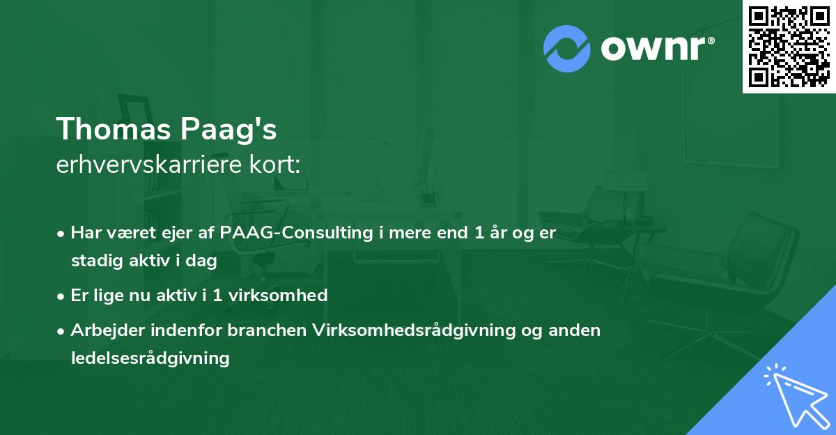 Thomas Paag's erhvervskarriere kort