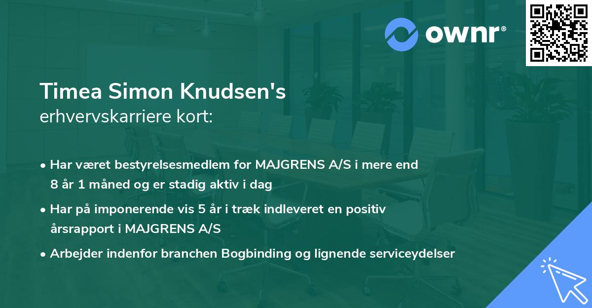 Timea Simon Knudsen's erhvervskarriere kort