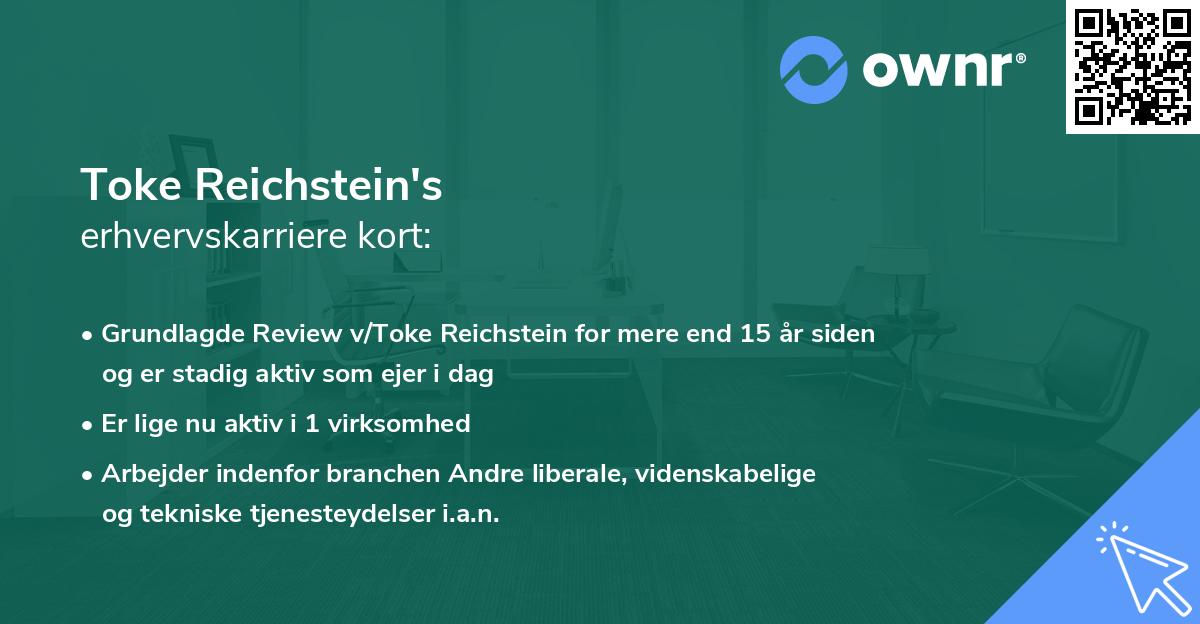 Toke Reichstein's erhvervskarriere kort