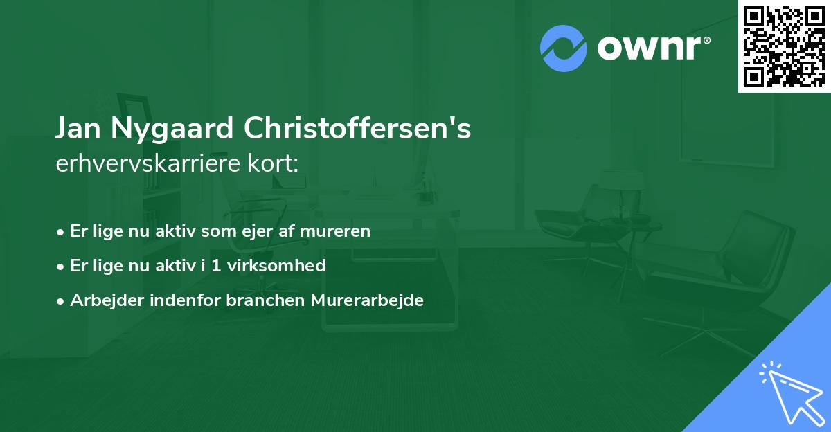 Jan Nygaard Christoffersen's erhvervskarriere kort