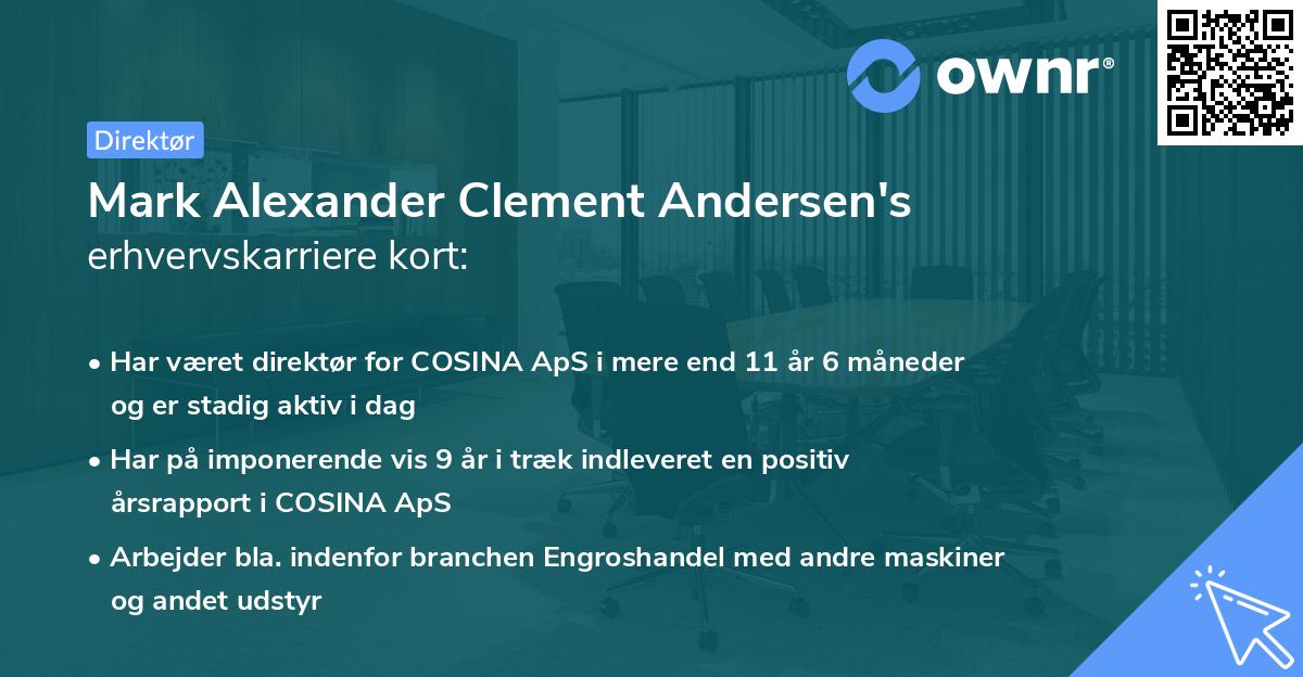 Mark Alexander Clement Andersen's erhvervskarriere kort