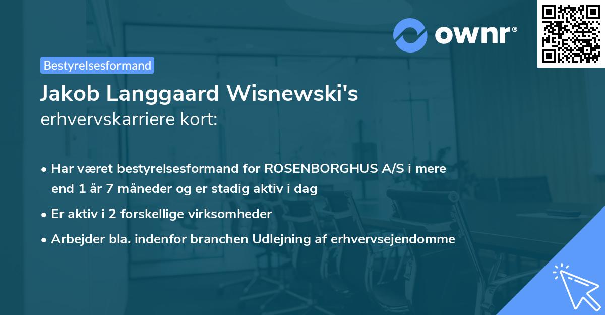 Jakob Langgaard Wisnewski's erhvervskarriere kort