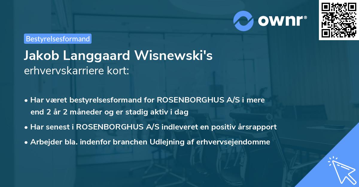 Jakob Langgaard Wisnewski's erhvervskarriere kort