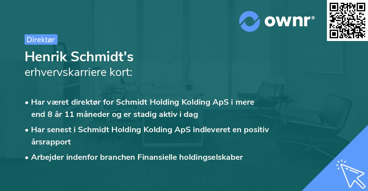 Henrik Schmidt's erhvervskarriere kort