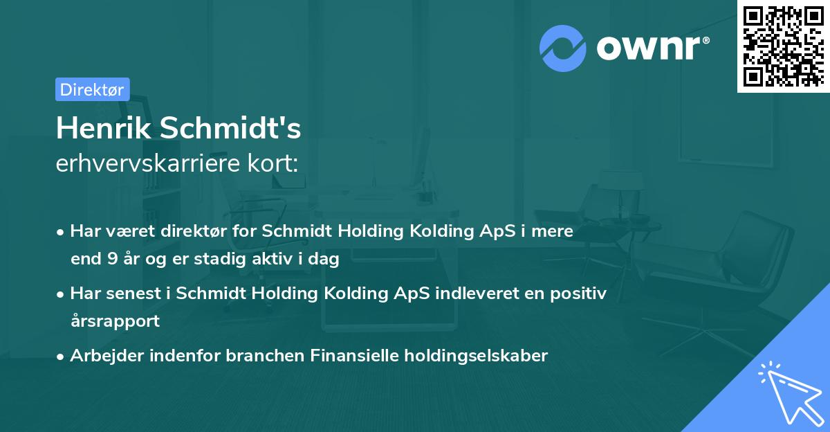 Henrik Schmidt's erhvervskarriere kort
