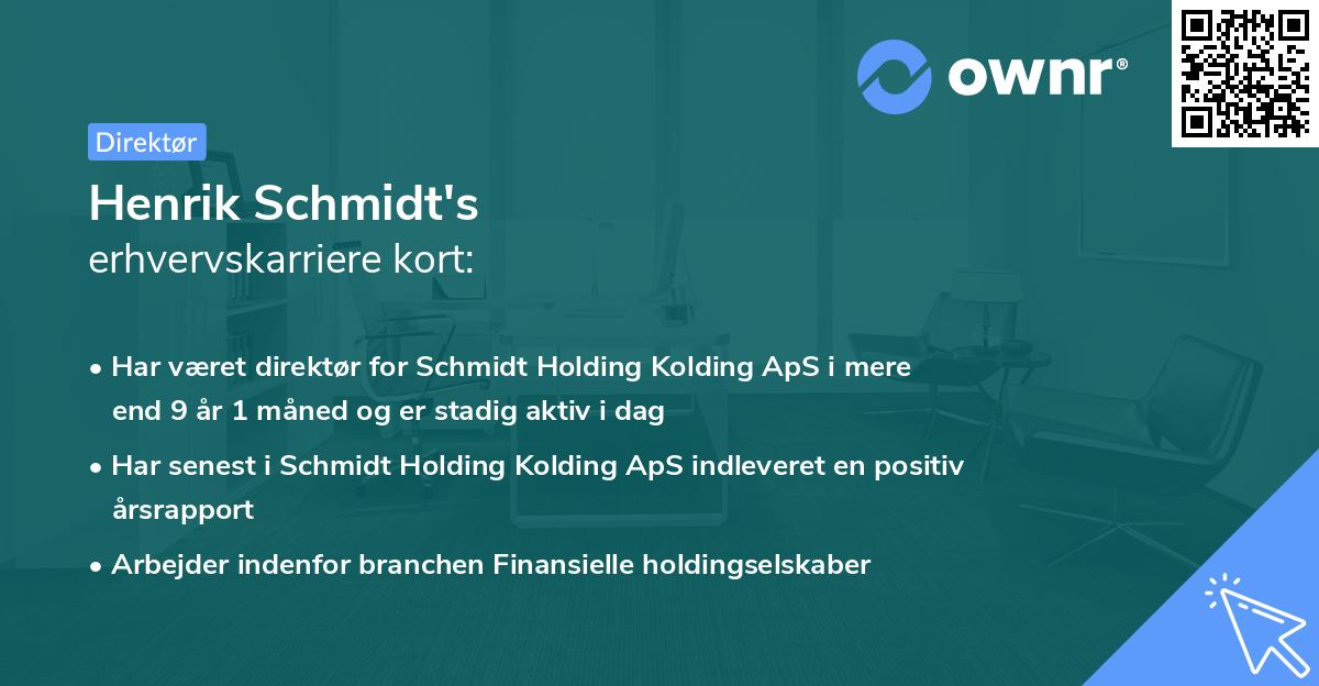 Henrik Schmidt's erhvervskarriere kort