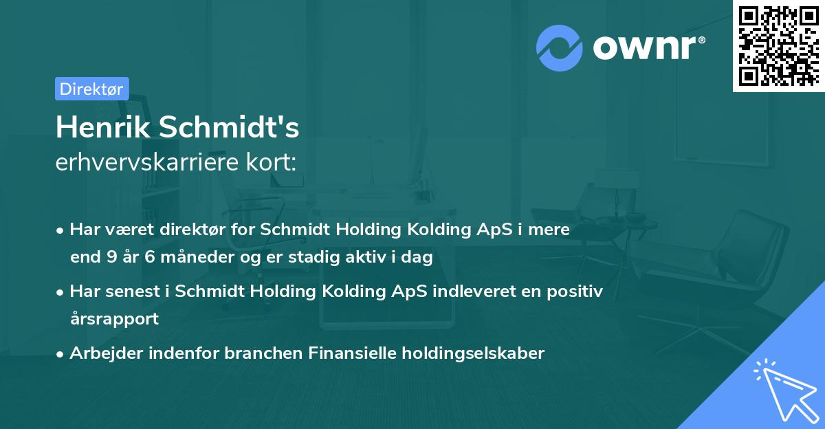Henrik Schmidt's erhvervskarriere kort