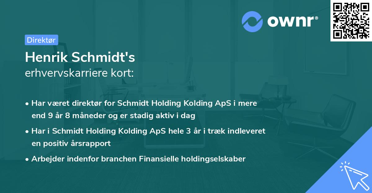 Henrik Schmidt's erhvervskarriere kort