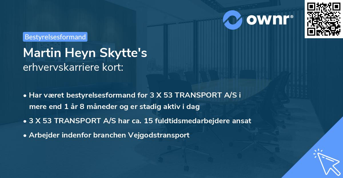 Martin Heyn Skytte's erhvervskarriere kort
