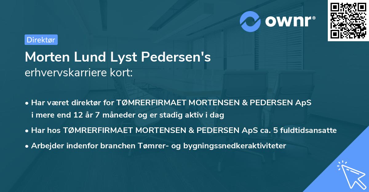 Morten Lund Lyst Pedersen's erhvervskarriere kort