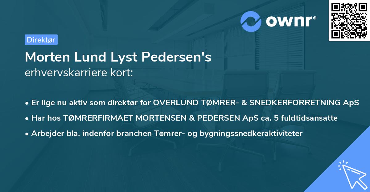 Morten Lund Lyst Pedersen's erhvervskarriere kort