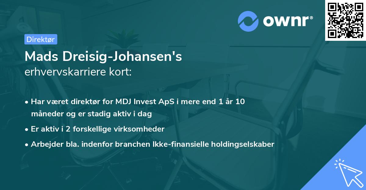 Mads Dreisig-Johansen's erhvervskarriere kort