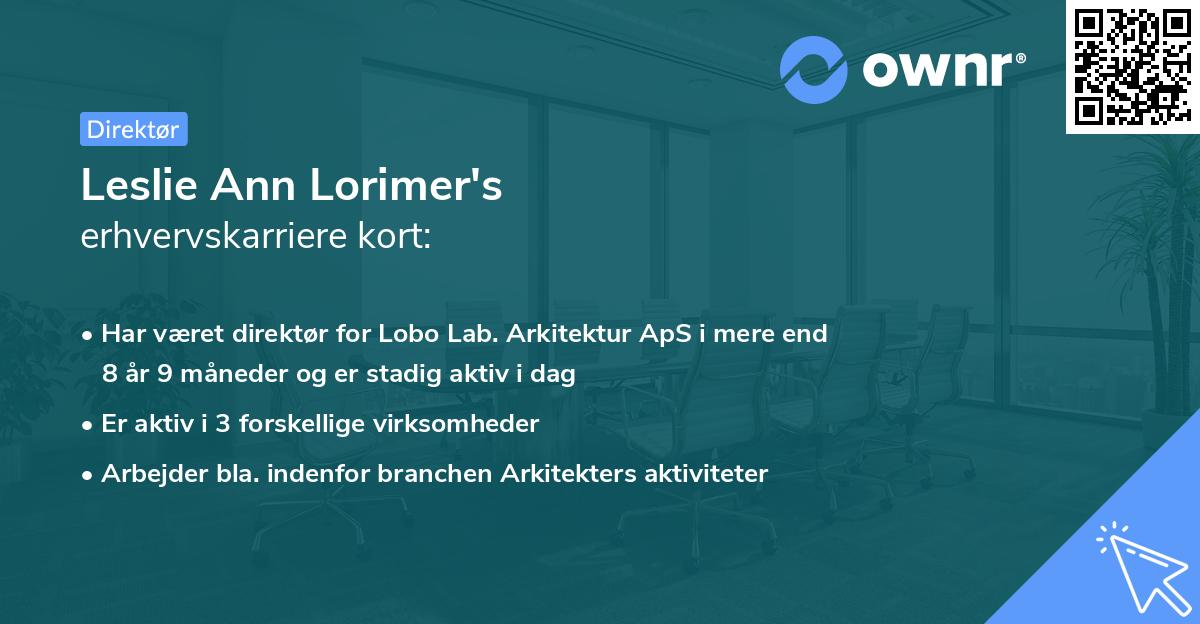 Leslie Ann Lorimer's erhvervskarriere kort