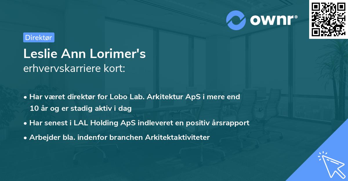 Leslie Ann Lorimer's erhvervskarriere kort