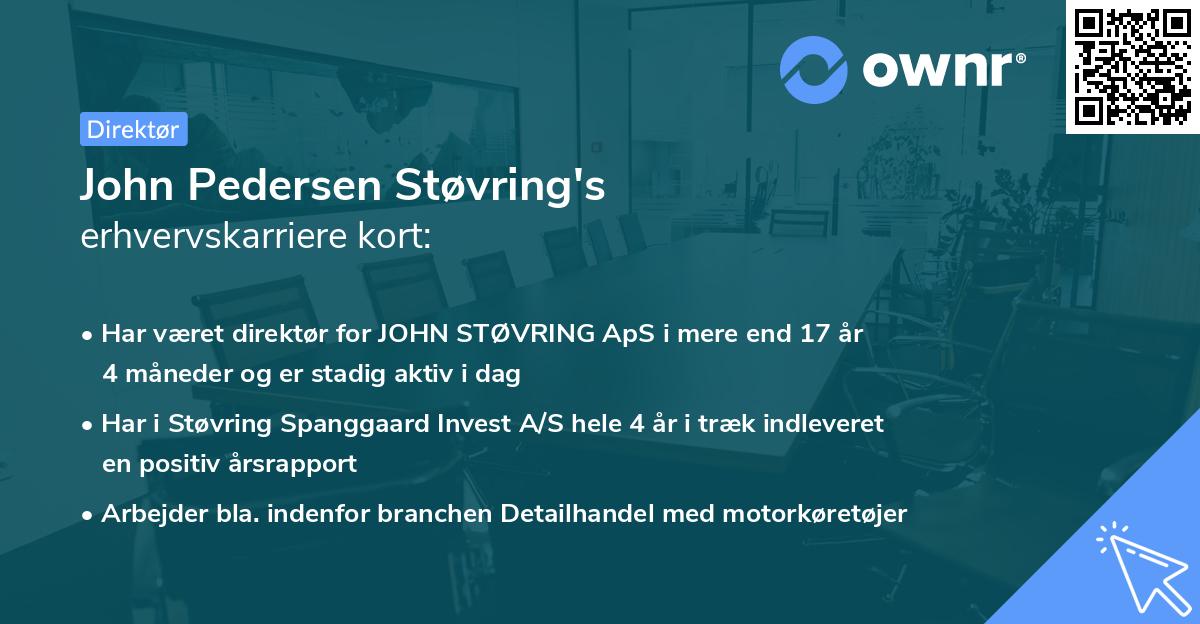 John Pedersen Støvring's erhvervskarriere kort