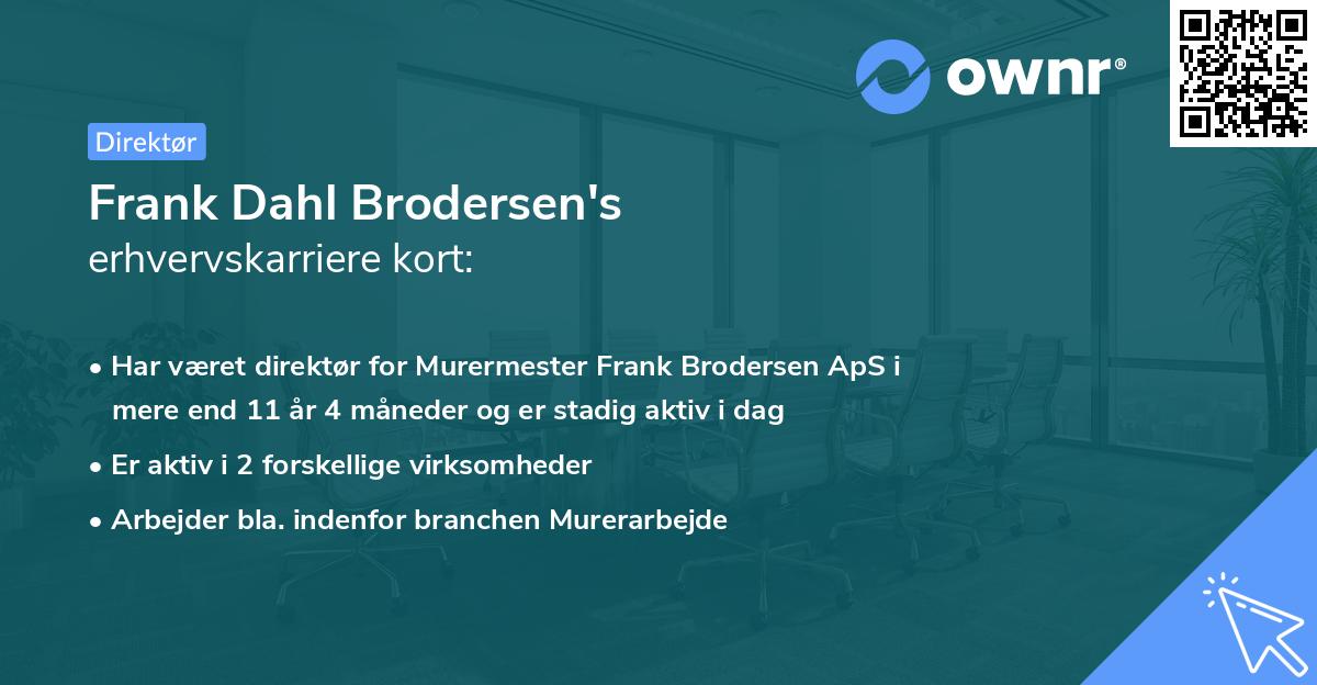 Frank Dahl Brodersen's erhvervskarriere kort