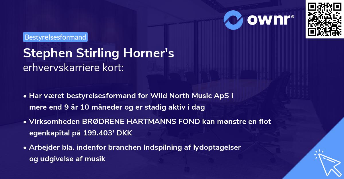 Stephen Stirling Horner's erhvervskarriere kort