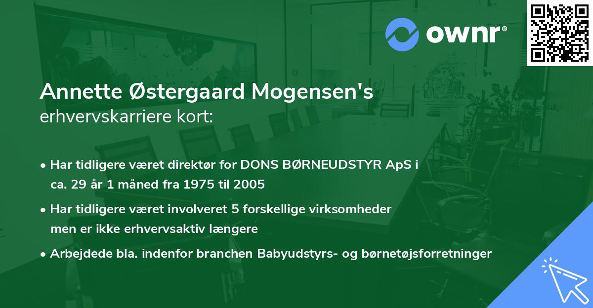 Annette Østergaard Mogensen's erhvervskarriere kort