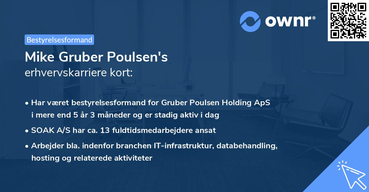 Mike Gruber Poulsen's erhvervskarriere kort