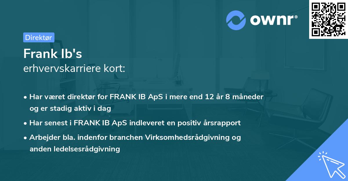 Frank Ib's erhvervskarriere kort