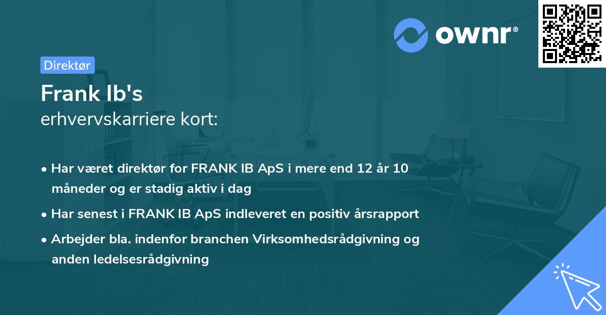 Frank Ib's erhvervskarriere kort