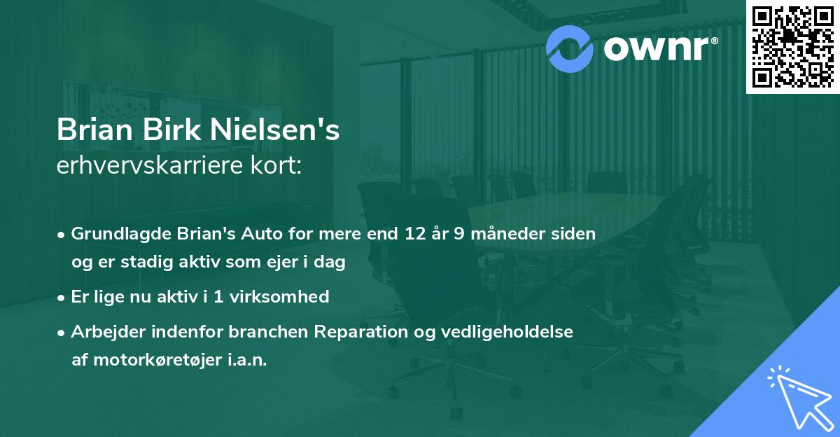 Brian Birk Nielsen's erhvervskarriere kort