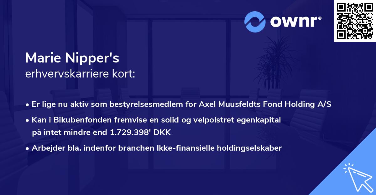 Marie Nipper's erhvervskarriere kort