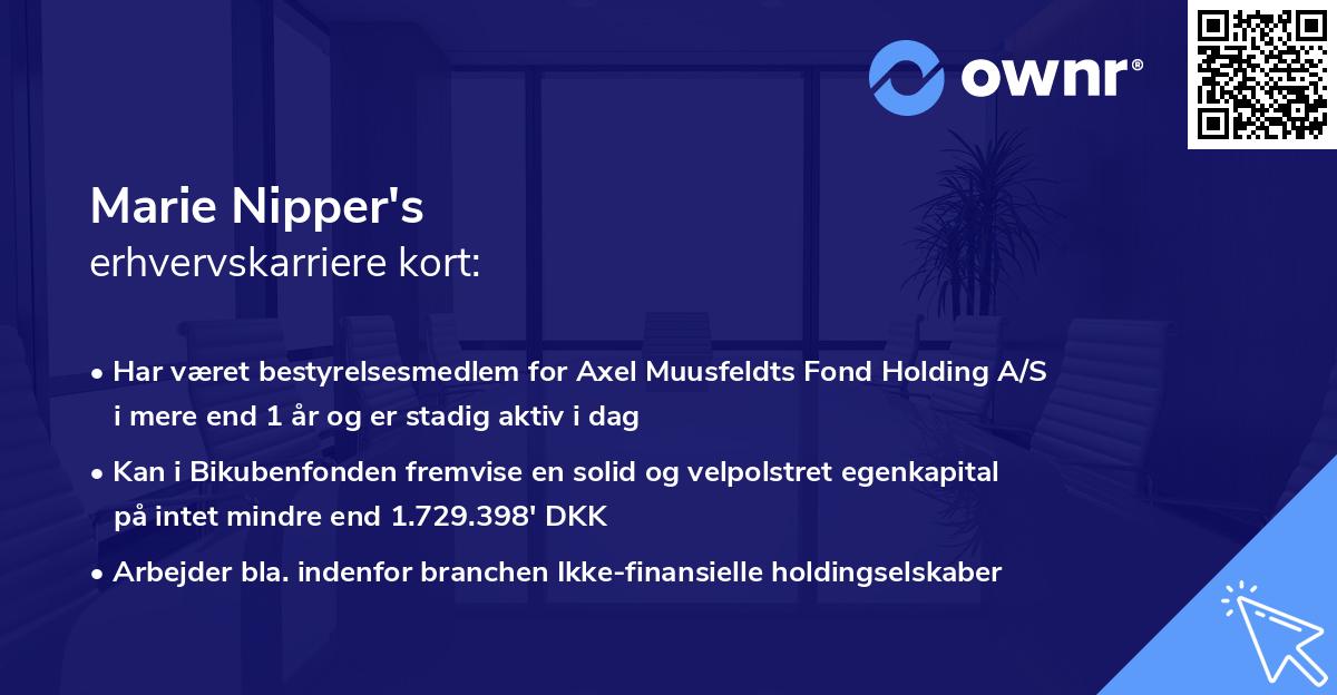 Marie Nipper's erhvervskarriere kort