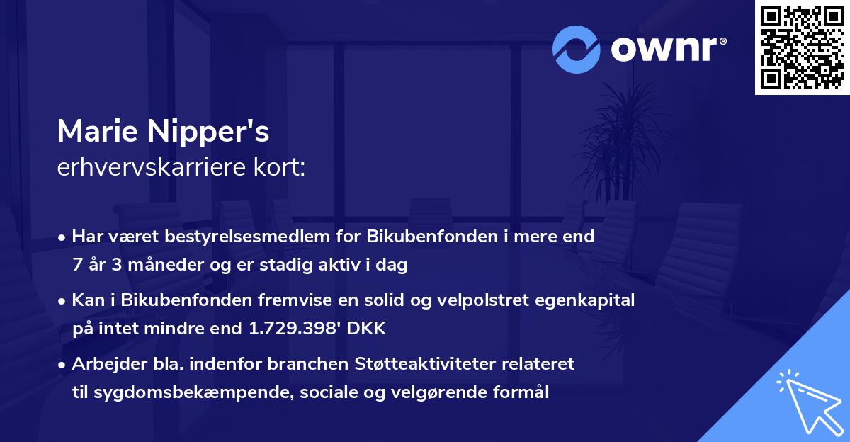 Marie Nipper's erhvervskarriere kort