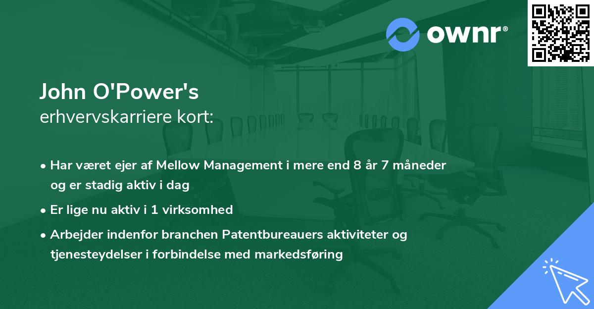 John O'Power's erhvervskarriere kort