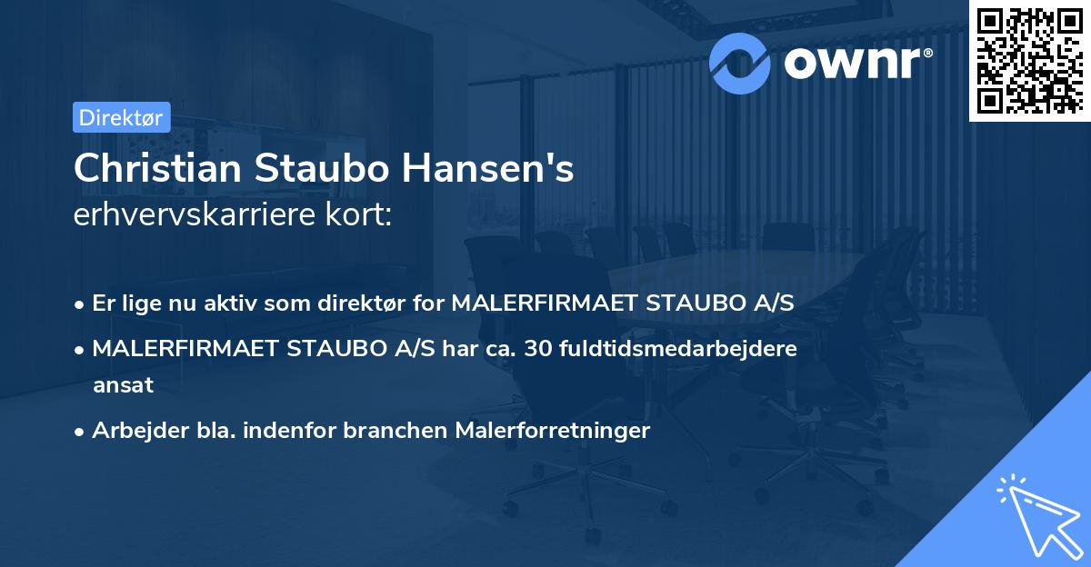 Christian Staubo Hansen's erhvervskarriere kort