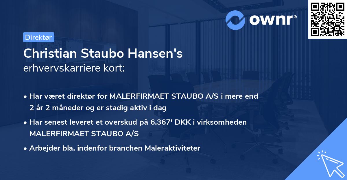Christian Staubo Hansen's erhvervskarriere kort