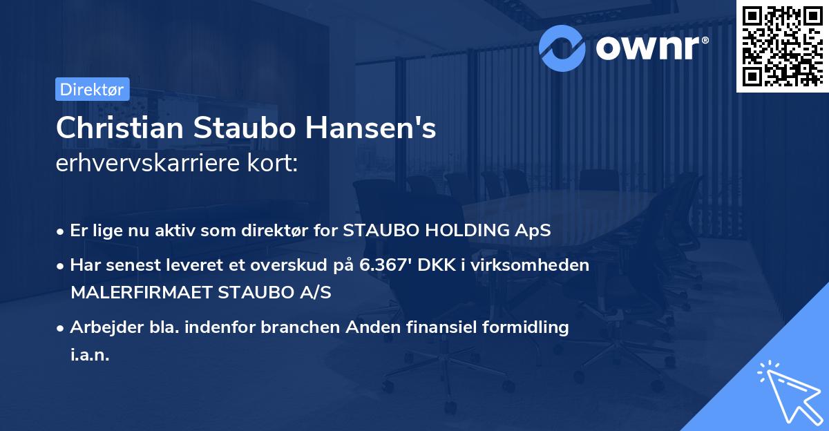 Christian Staubo Hansen's erhvervskarriere kort
