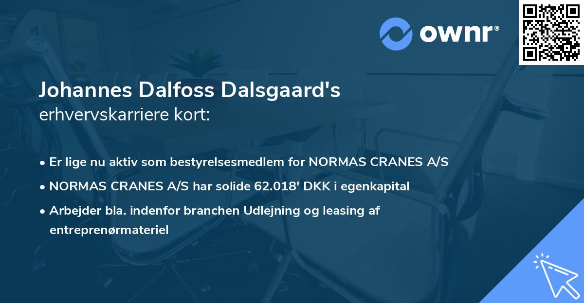Johannes Dalfoss Dalsgaard's erhvervskarriere kort
