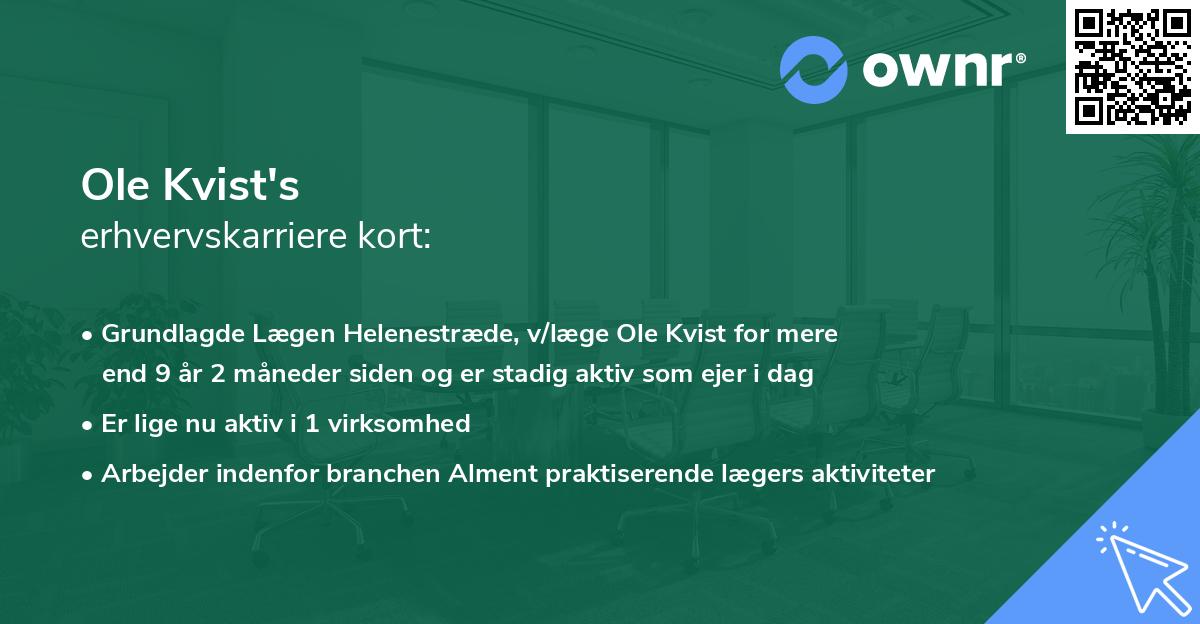 Ole Kvist's erhvervskarriere kort