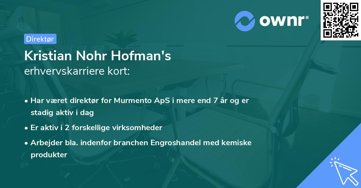 Kristian Nohr Hofman's erhvervskarriere kort