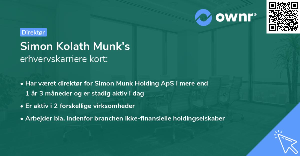 Simon Kolath Munk's erhvervskarriere kort