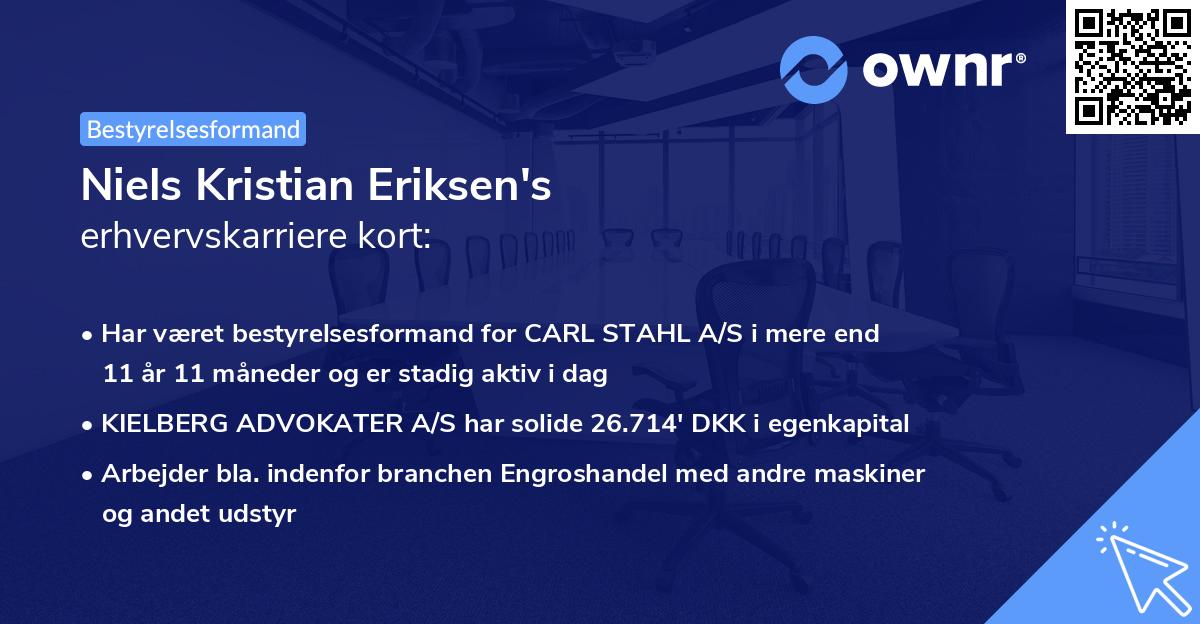 Niels Kristian Eriksen's erhvervskarriere kort