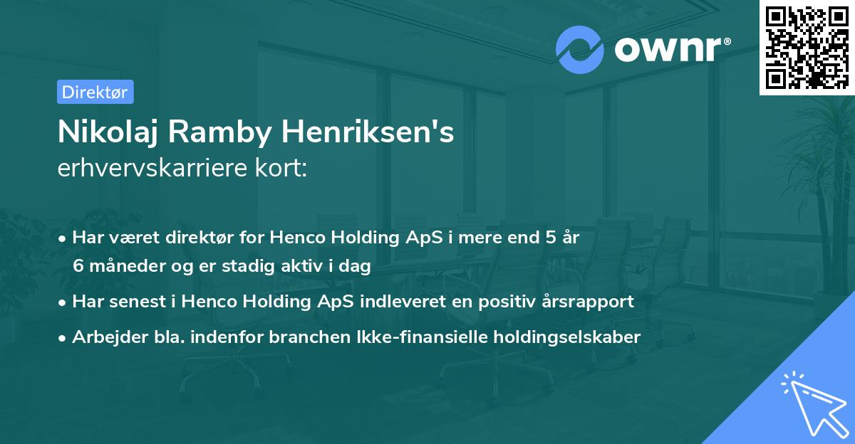 Nikolaj Ramby Henriksen's erhvervskarriere kort