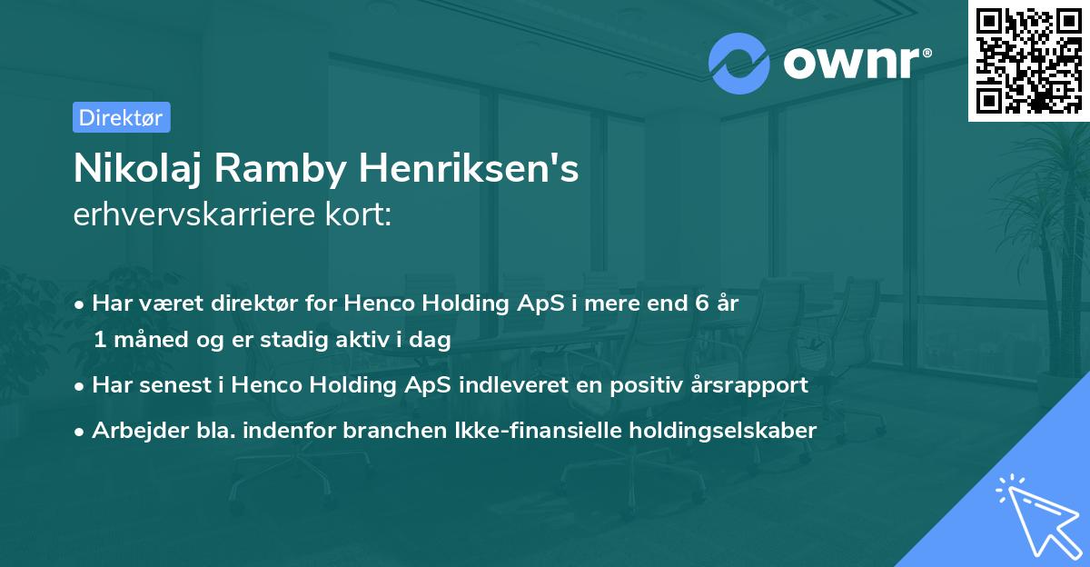 Nikolaj Ramby Henriksen's erhvervskarriere kort